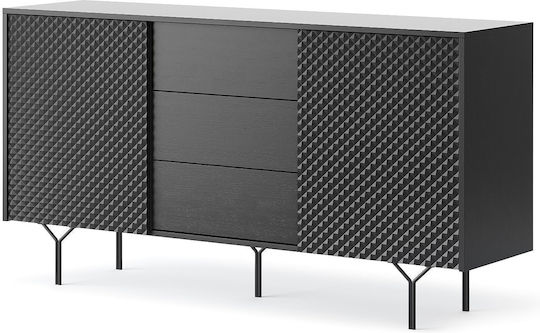 Μπουφές Raven Ξύλινος με Συρτάρια Ανθρακί 144x38x83cm