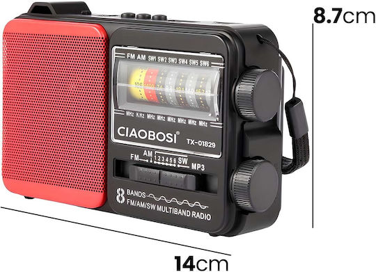 Avizar TX-01829 Φορητό Ραδιόφωνο Ρεύματος με USB Κόκκινο