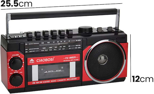 Avizar TX-01825 Tragbares Radio Elektrisch mit Bluetooth Rote Farbe