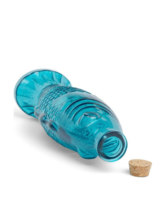 Μπλε Γυάλινη Καράφα Σχήμα Ψαριού Φελλό 535ml Gentlemen's Hardware