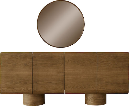 Μπουφές Asos Ξύλινος με Καθρέπτη Καφέ 200x45x87cm