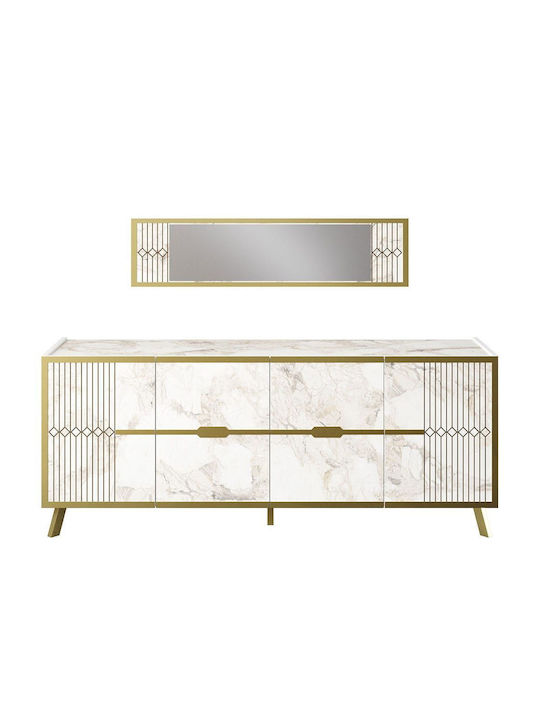 Μπουφές Frida mit Spiegel White-gold 180x46x72cm