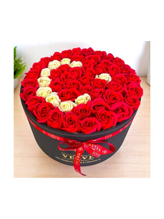 Aranjament Floral De Țară În Cutie Rotundă 55 Trandafiri Săpun Turcia