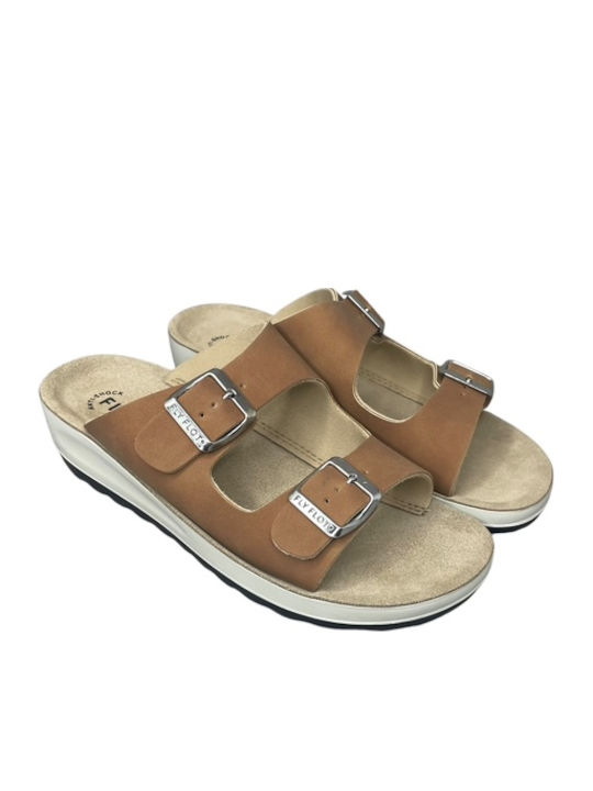 Anatomisch Damenplattformen in Stil Pantoffeln Tabac Braun GY-08456-7-1
