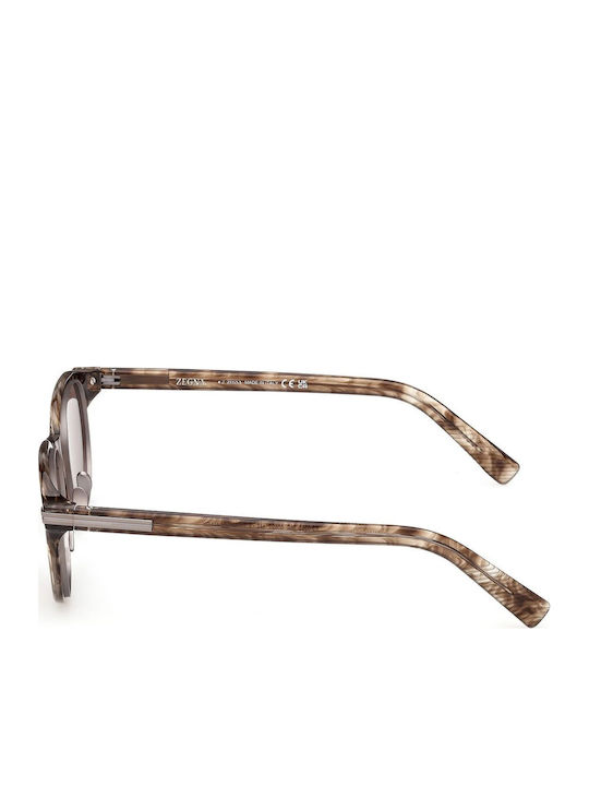 Zegna Men's Sunglasses with Brown Tartaruga Horn-Rimmed Frame and Brown Lenses EZ0285 50E