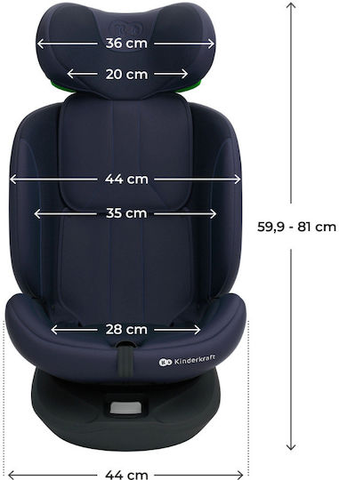 Kinderkraft I-Grow 2 PLUS Καθισματάκι Αυτοκινήτου i-Size με Isofix Blue