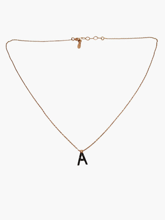 Kosmima1 Necklace Monogram "A" In Pink Gold Plated Silver