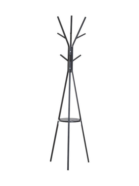 HomCom Freistehender Kleiderständer Metallisch Schwarz 45x45x180cm