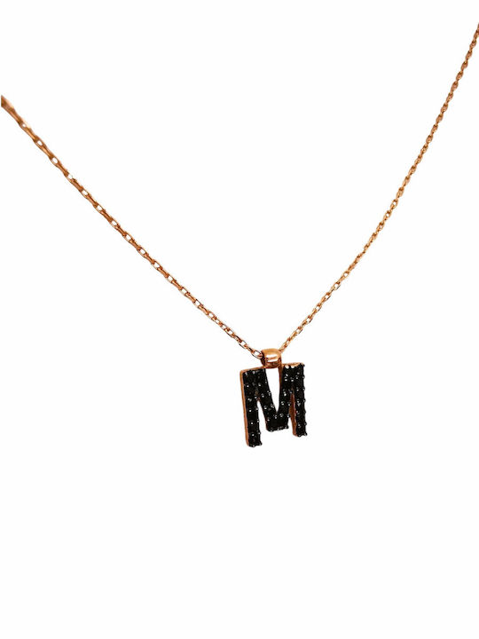 Kosmima1 Halskette Monogramm M aus Rosa Vergoldetem Silber