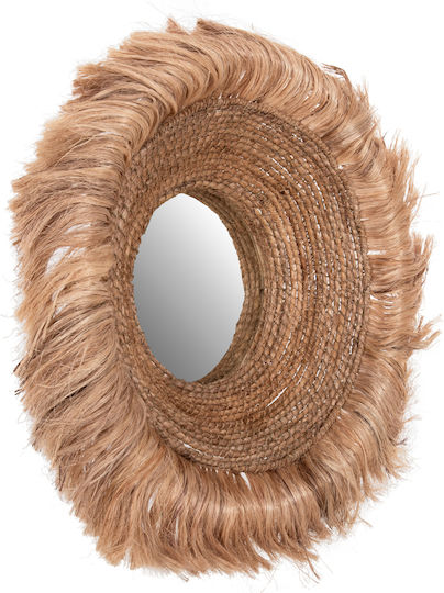 Oglindă De Perete Cu Cadru Din Rattan Bej Diametru 85cm