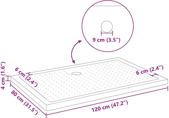 vidaXL Porcelain Shower Tray 120x80cm Black