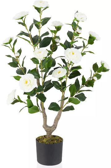 Artificial Camellia Tree 91 Cm Blooming Flowers White Hz10313wh-1 Costway