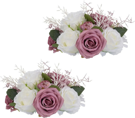 Set Blumenarrangements Künstliche Weiß-rosa Rosen 10 Stück