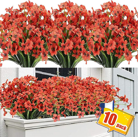 Artificial Flowers Decoration 10 Bunches Red Silk