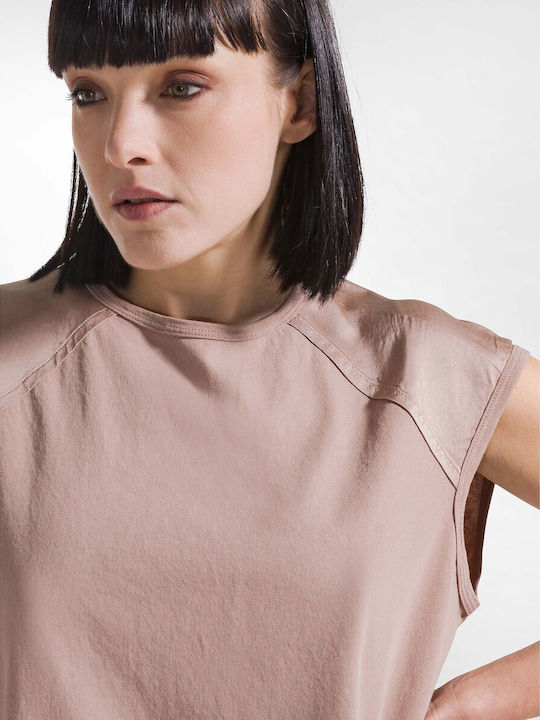 Damen Baumwolle Ärmellose Braune Bluse