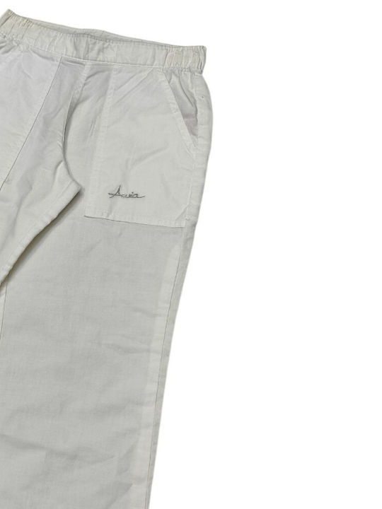 Kids Fabric Trousers Crystal White
