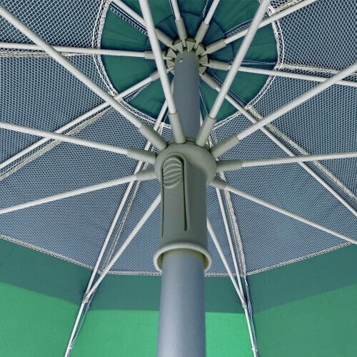 Solart Folding Aluminum Beach Umbrella Diameter 2.2m with UV Protection and Air Duct Green