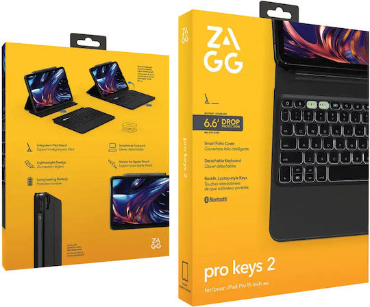 Zagg Pro Keys 2 Клавиатура Съвместима С Ipad Pro 11 M5/m4 Черен