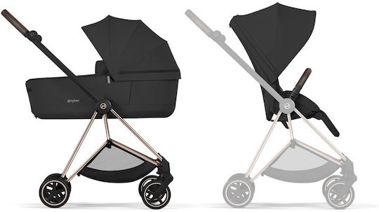 Cybex Mios Comfort Ρυθμιζόμενο Καρότσι 2 σε 1 Kατάλληλο για Nεογέννητο Sepia Black / Rosegold Frame 9.8kg