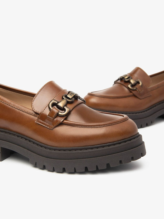 Leather Women's Loafers In Brown Colour