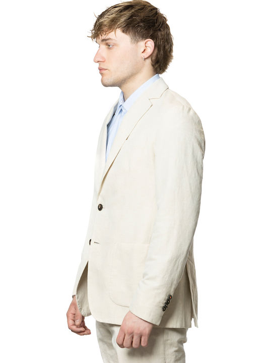 Summer Men’s Suit Jacket with Regular Fit White