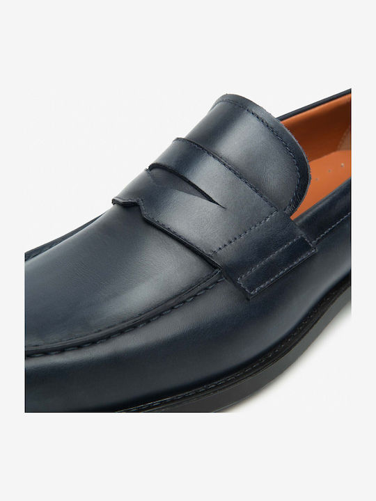 Δερμάτινα Ανδρικά Loafers σε Μπλε Χρώμα
