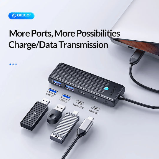 Orico USB Хъб С 4 Порта USB 3.0 С Връзка USB-C / USB-A