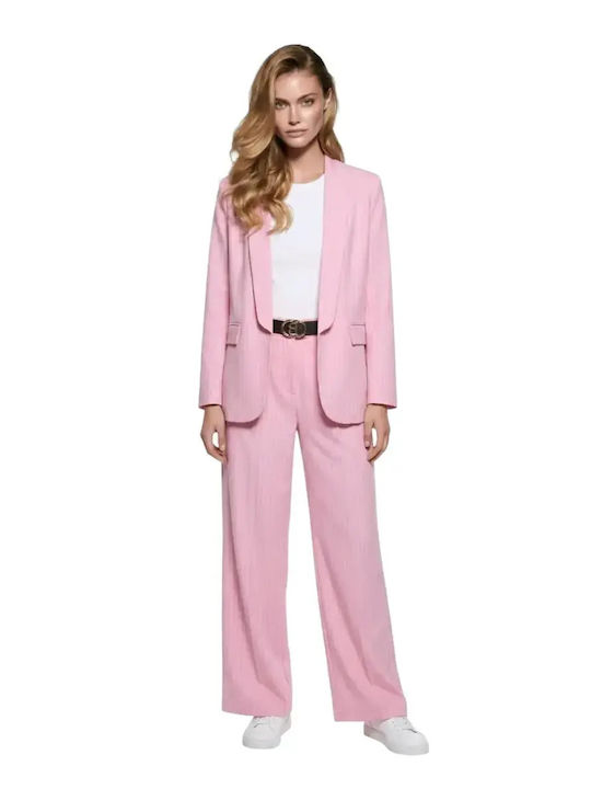 Women's Pink Set with Striped Trousers