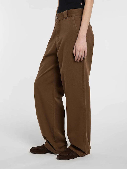 Women's Fabric Trousers in Loose Fit Timber Brown