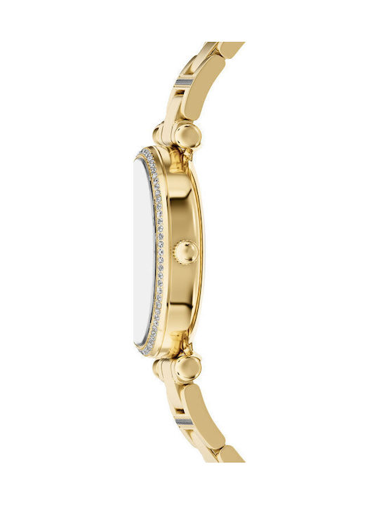 Fossil Carlie Γυναικείο Ρολόι Μπαταρίας με Χρυσό Μεταλλικό Μπρασελέ