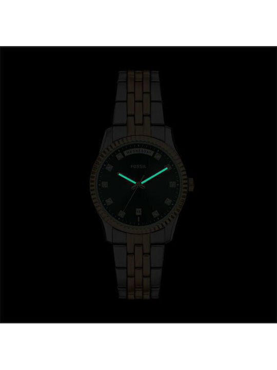 Fossil Scarlette Women's Watch 34mm Battery with Gold Metal Bracelet