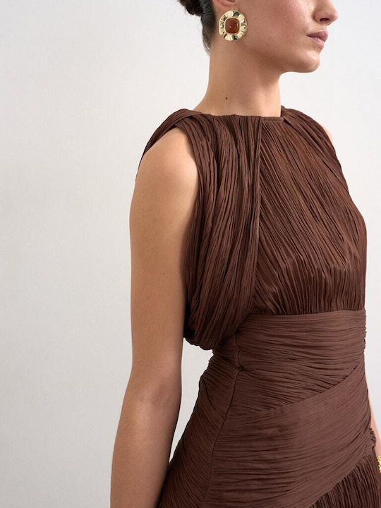 Summer Mini Evening Dress Brown