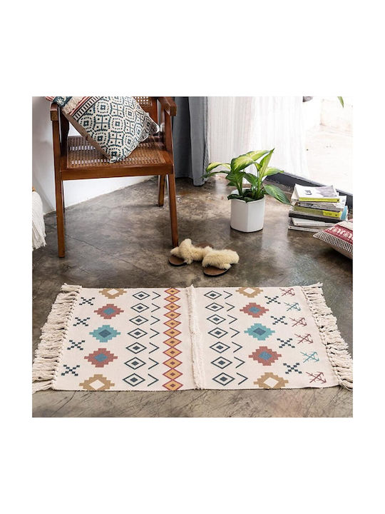 FRIPIA FRIPIA Rechteckiger Sommer Baumwollteppich mit Fransen Ethnic 60x90cm