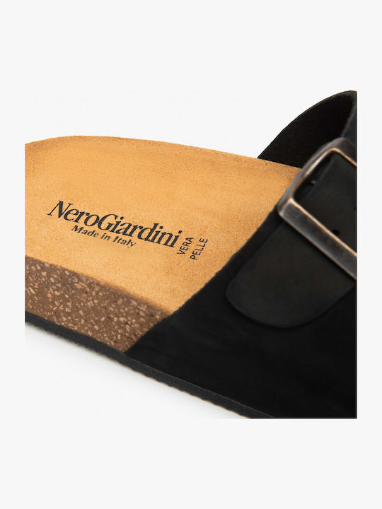 Leather Men's Sandals In Black Colour
