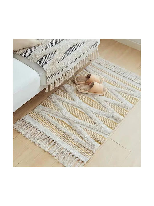 FRIPIA Covor Rectangular Din Bumbac Alb Și Portocaliu 60x90cm