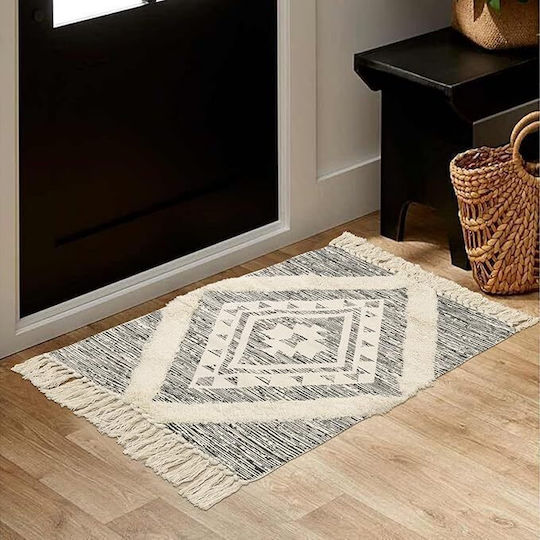 FRIPIA Правоъгълен Памучен Сив Килим 60x90см