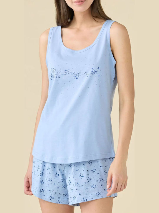 Noidinotte Summer Women's Pyjama Set Cotton Light Blue
