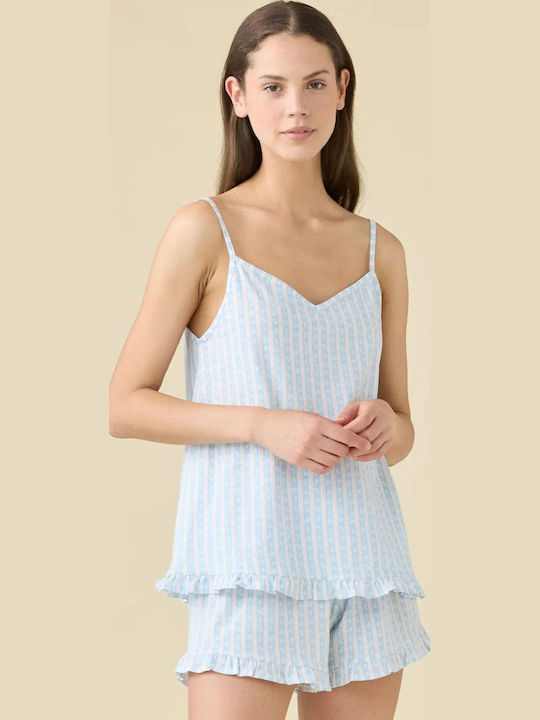 Noidinotte Summer Women's Pyjama Set Cotton Light Blue Noidinotte Summer Women's Pyjama Set Cotton Light Blue