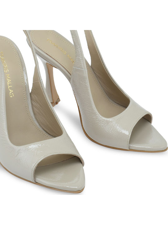 Leather Heels with High Brown Heel