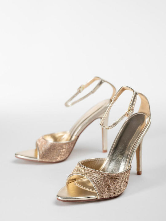 Women's Sandals with Strass Gold