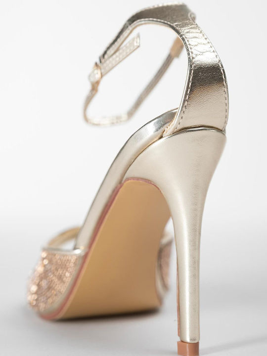 Women's Sandals with Strass Gold