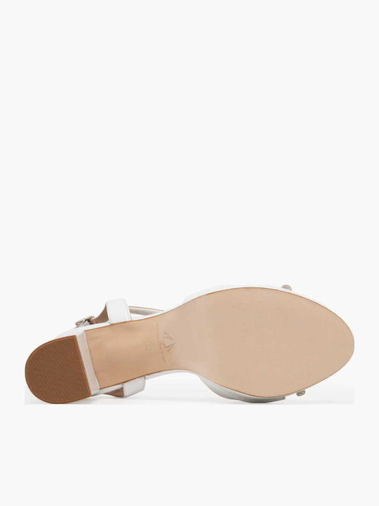 Leather Sandals with Strass White