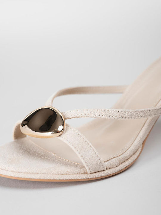 Suede Damen Sandalen Beige