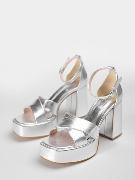 Leather Silver Women's Sandals
