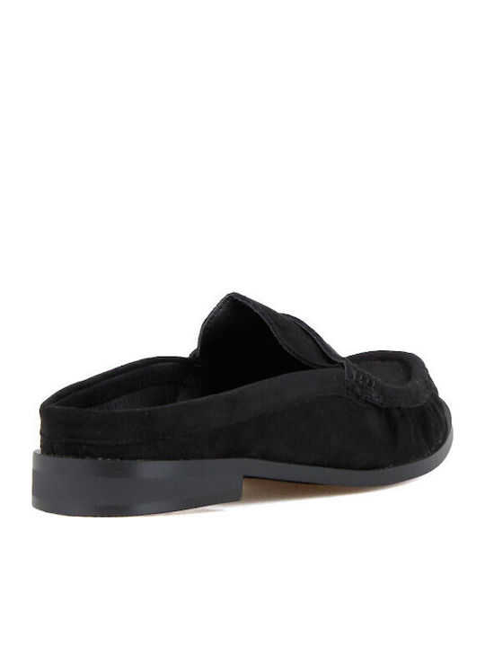 Suede Mules With Heel In Black Colour