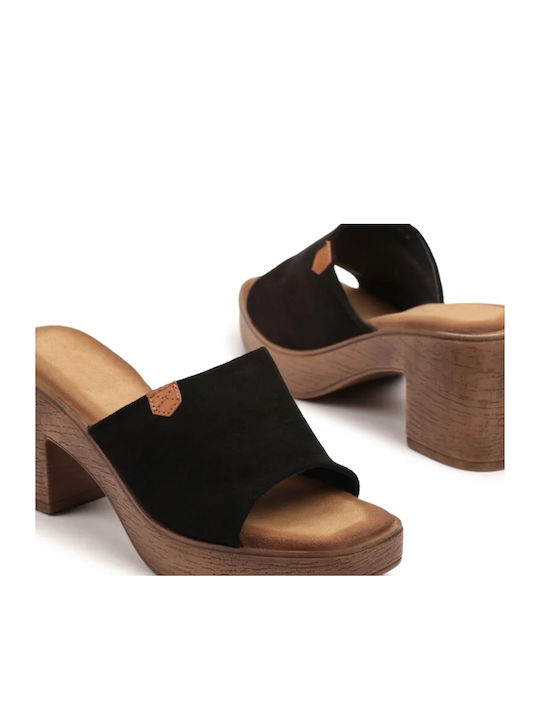 Mules With Heel In Black Colour