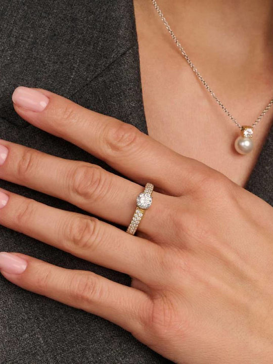 Ti Sento Single Stone Ring in Silver
