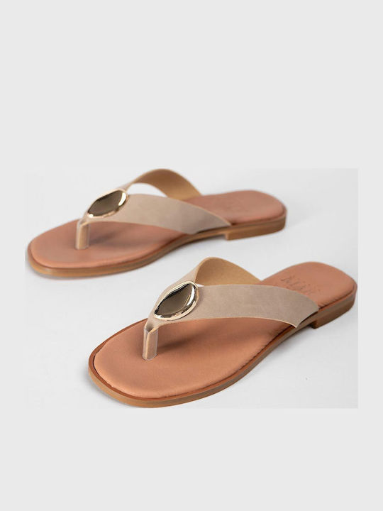 Leather Women's Flat Sandals Brown