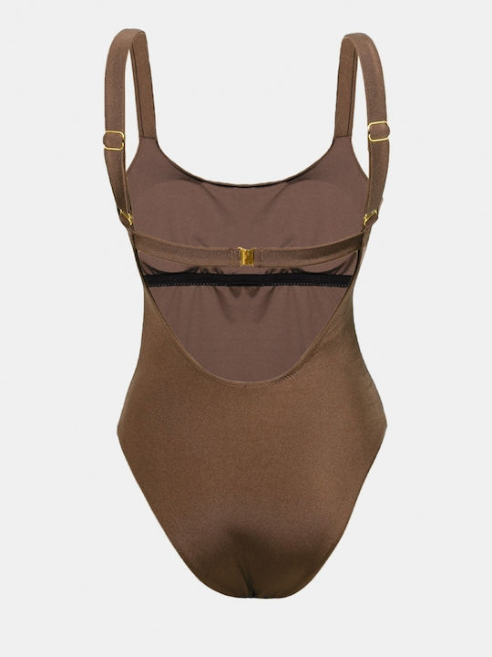 Brown One Piece Swimsuit