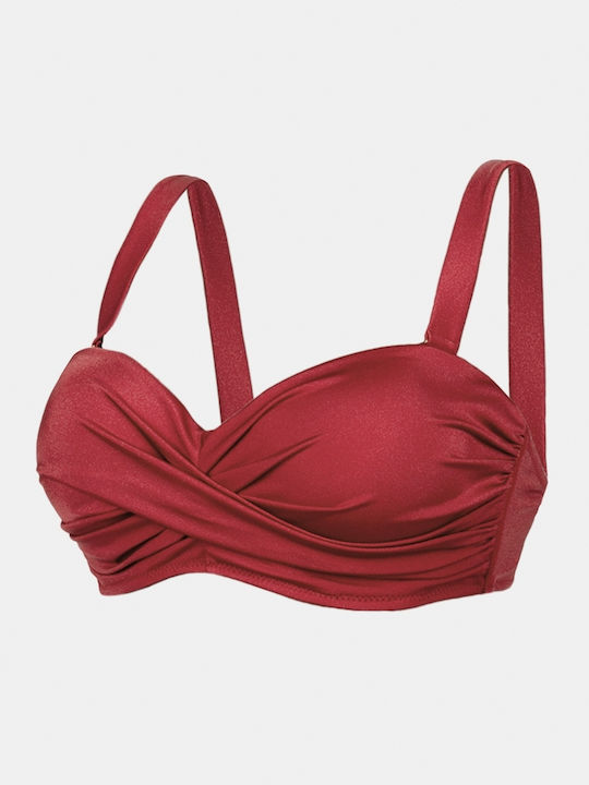 Top De Bikini Fără Bretele Cupe D Burgundy